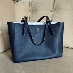 Tory Burch Robinson Tote Navy Blue - Medium